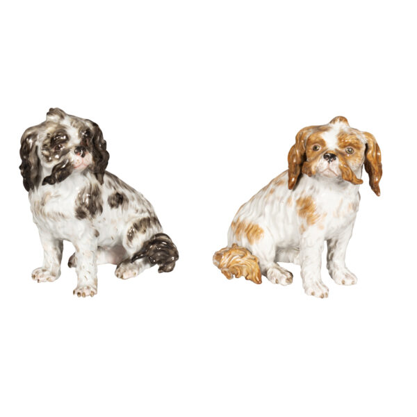 Pair Of European Porcelain Figures of Spaniels