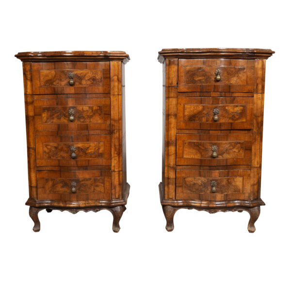 Pair Of Italian Rococo Walnut Commodini