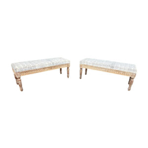 Pair Of Louis XVI Style Distressed Oak Benches