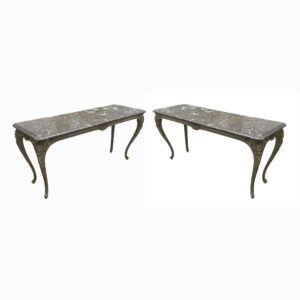 Pair Of Regence Style Cast Iron Marble Top Tables