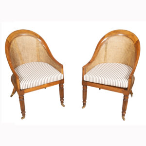 Pair Of Regency Style Mahogany Caned Tub Chairs