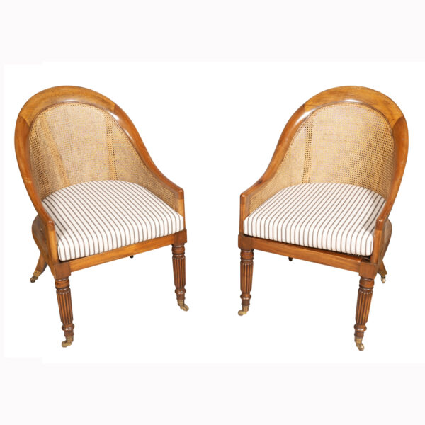 Pair Of Regency Style Mahogany Caned Tub Chairs