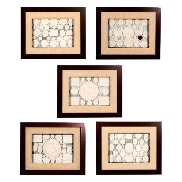 Set Of Five Framed Italian Intaglios