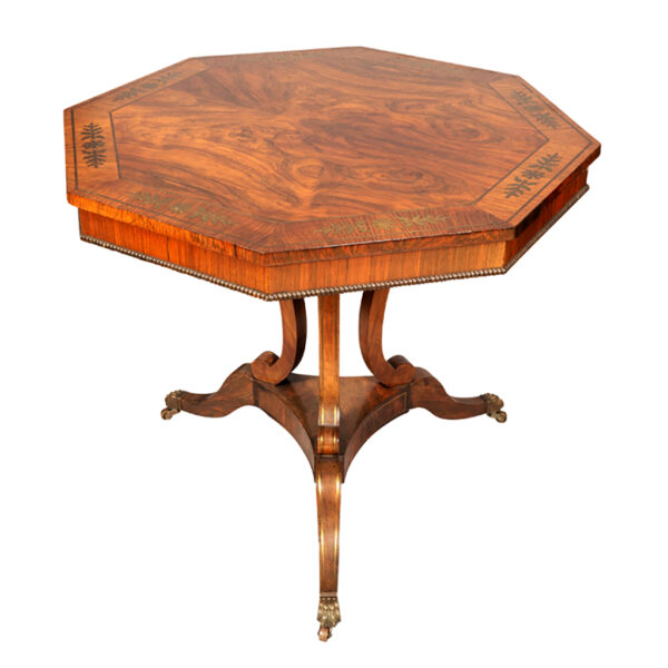 Regency Style Rosewood And Brass Inlaid Center Table-15